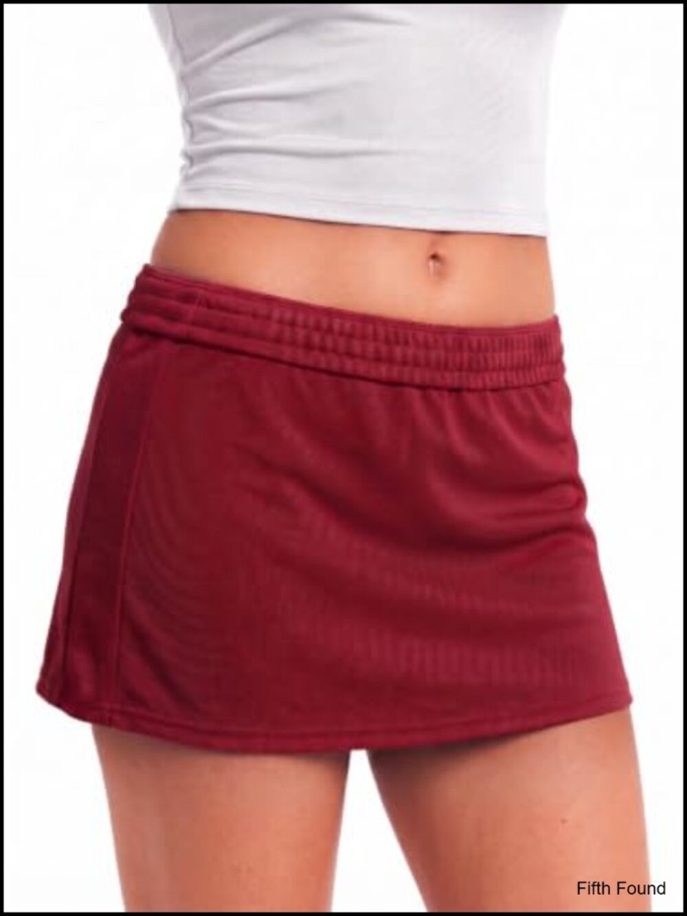 Women's High Waisted Mini Skirt Folded Waistband Ribbed Polyester Skirt